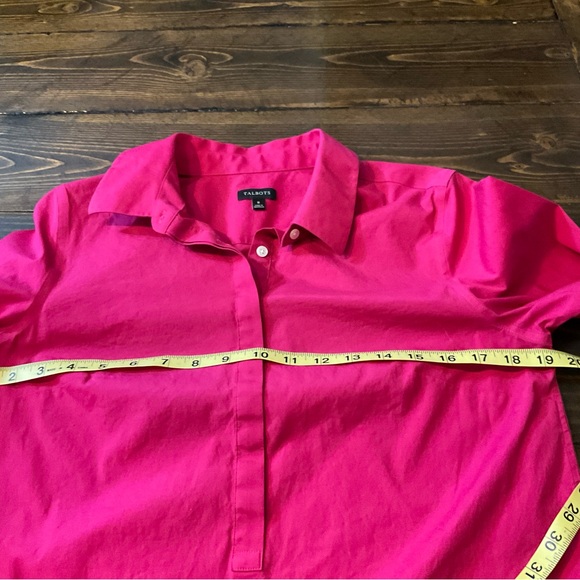 Talbots Pink Button Down Shirt with Notched Collar and Cuffed Sleeves - Picture 6 of 9